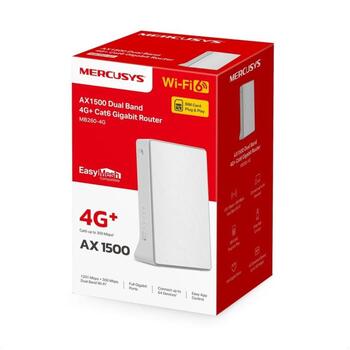 Mercusys беспроводной маршрутизатор MB260-4G, AX1500, 1201 Mbit/s, 2x RJ-45, 4G, Mesh, 802.11ax, 2.4/5 GHz, внутренняя антенна (MB260-4G)