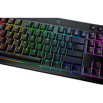 Razer BlackWidow V4 Low-profile HyperSpeed RZ03-05271500-R3M1, RGB Chroma, 2.4GHz, Bluetooth, USB-C, dzeltenais lineārais slēdzis (RZ03-05271500-R3M1)