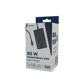 Gembird адаптер питания NPA-AC-PDQC65-01 65 Вт, USB Type-C, черный, 120 г, 109 мм, 44 мм, 29 мм (NPA-AC-PDQC65-01)