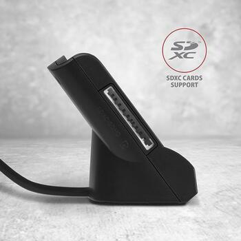 Axagon Считыватель смарт-карт CRE-SM2, USB 2.0, кабель 1.3 м, поддерживает SIM, microSD, SD карты, черный (CRE-SM2)