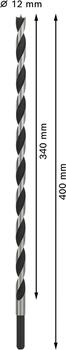 Urbis kokam 12.0x400.0mm, 1gab., Urbjmašīnām/skrūvgriežiem PRO WOOD SPIRĀLURBIS, 2608597197, BOSCH (2608597197)