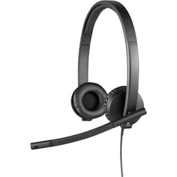 Logitech austiņas 981-000575, frekvence 31.5-20000 Hz, kabelis 1.9 m, melna, DSP, trokšņu slāpējošs mikrofons (981-000575)