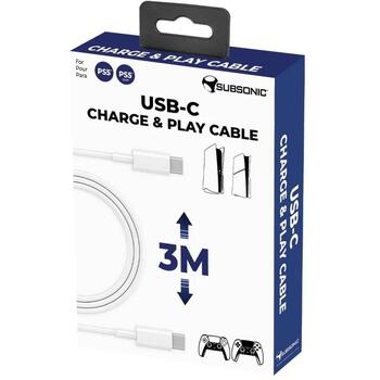 Subsonic USB-C uzlādes un spēles kabelis SA5634, 3m, uzlāde, datu pārsūtīšana (SA5634)