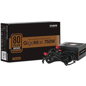 Zalman GigaMax 750W barošanas bloks ZM750-GVII, 750 W, 200 - 240 V, 50 - 60 Hz, 6 A, aktīvais, 88%, 1 ventilators (ZM750-GVII)