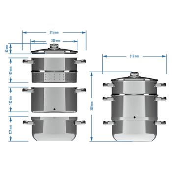Browin 800505 tvaika sulu spiede un tvaikonis, 5L, nerūsējošais tērauds, 31,2x23,5x35cm, 1,95kg (800505)