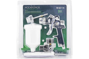 Rockforce krāsošanas pistole RF-W-827-14, 0.6l, 1.4mm, 1.7mm, 3.5bar, 250l/min, 180-250mm, augšējais tvertne (RF-W-827-14)