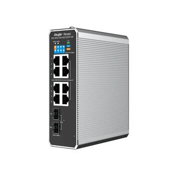 Ruijie RG-NIS2100-8GT2SFP-HP | 10-портовый Промышленный Коммутатор с Облачным Управлением — Прочный Дизайн, Чёрный Корпус (RG-NIS2100-8GT2SFP-HP)