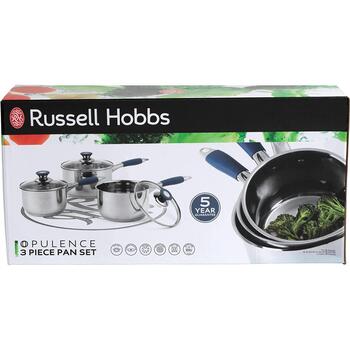 Russell Hobbs sautēšanas katliņu komplekts RH01178EU, 16cm, 18cm, 20cm, nerūsējošais tērauds, silikona rokturi (RH01178EU)