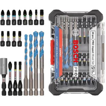 Bosch PRO 2608521U83, 20 gab. triecienskrūvgrieža un urbjmašīnas uzgaļu komplekts, 25-55mm, PH2-PZ2, T15-T30, HEX-9, 5-8mm (2608521U83)
