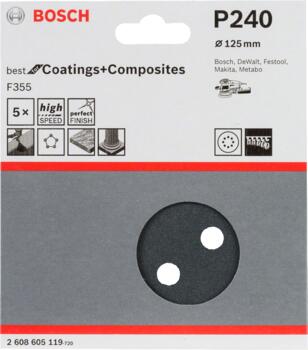 Ekscentra slīpmašīnām PRO F355 SLĪPDISKS, 2608605119 BOSCH (2608605119)