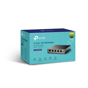 5-Port 10/100Mbps darbvirsmas slēdzis ar 4-Port PoE, TP-Link, TL-SF1005LP, 5× 10/100 Mbps, 4× PoE, 41 W (TL-SF1005LP)