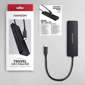 HUE-C2C HUB 4-portowy 5gbps 2x USB-A 2x USB-C , USB-C power IN, kabel Type-C 19cm (HUE-C2C)