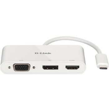 D-Link 3-в-1 USB-C на HDMI/VGA/DisplayPort адаптер DUB-V310, 11см, поддержка 4K, USB-C мужской разъем (DUB-V310)