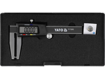Yato Цифровой штангенциркуль для тормозных дисков YT-72093, 0-70 мм, ±0.03 мм, 55 мм, 180 мм, DIN 862, ЖК-дисплей, аккумулятор (YT-72093)