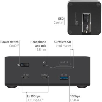 Club3D док-станция CSV-2562, 180W, 2x HDMI 8K60Hz, 3x USB 2.0, 3x USB 3.2, 1x Thunderbolt 5, 120Gbit/s (CSV-2562)
