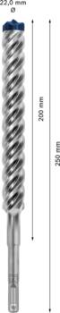 Triecienurbis SDS plus-7X 22x200x250mm, 1 gab., Perforatora urbjiem EXPERT SDS PLUS-7X TRIECIENURBIS PERFORATORIEM, 2608900146, BOSCH (2608900146)