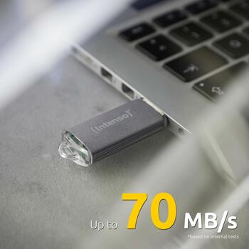 Intenso USB флеш-накопитель 3541490 64 ГБ, USB 3.2 Gen 1, Скорость чтения 70 МБ/с, Алюминиевый корпус, Серебристый (3541490)
