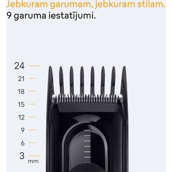 Braun matu griezējs HC5510 Series 5, bezvadu, 9 garuma pakāpes, 3-24 mm, 50 min, NiMH akumulators, melns, mazgājams (HC5510)