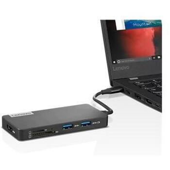 Lenovo USB-C 7-in-1 док-станция GX90T77924, 2xUSB3.0, 1xUSB2.0, 1xHDMI, 1xTF кардридер, 1xSD кардридер, 1xUSB-C порт для зарядки (GX90T77924)