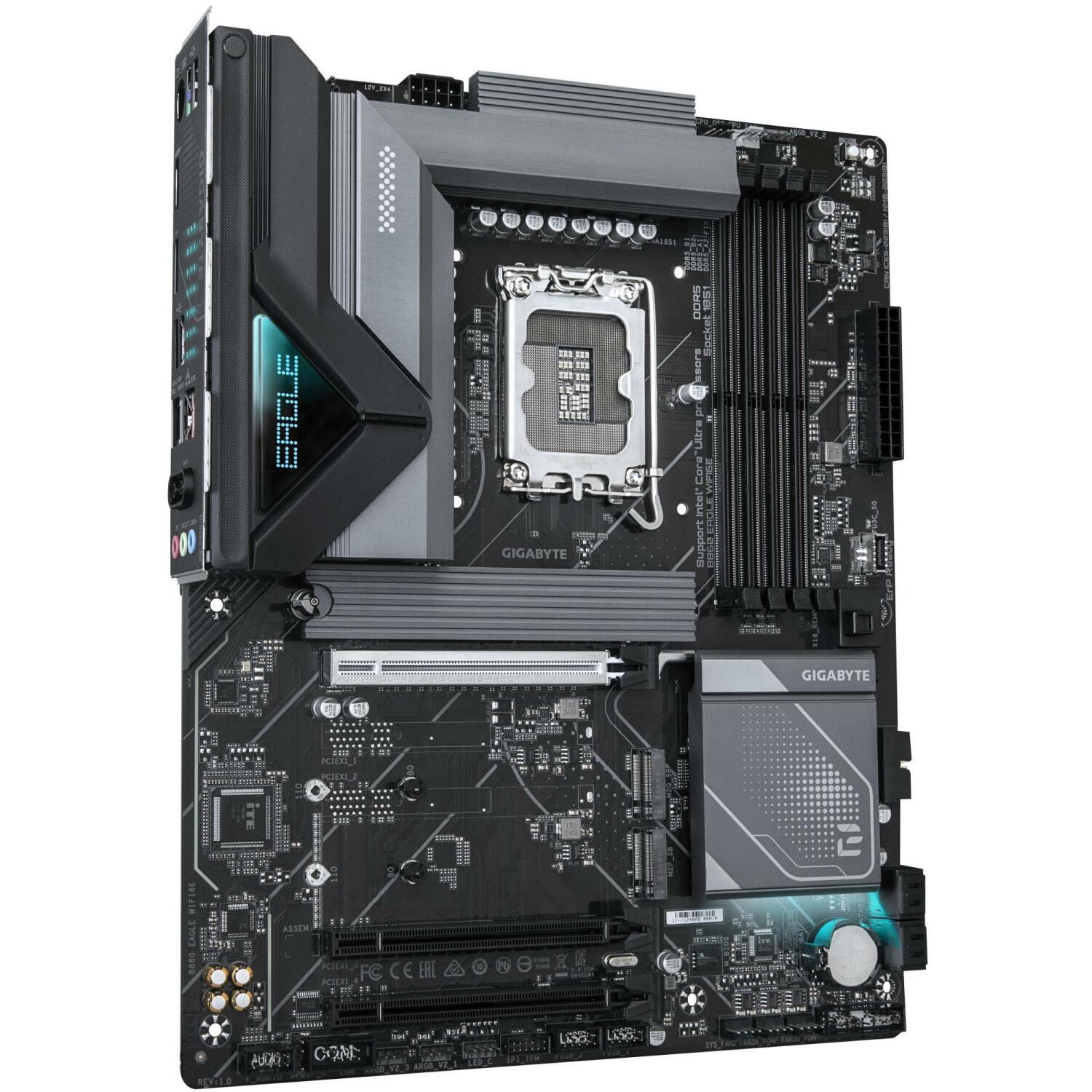 Gigabyte Mātesplate B860 EAGLE WIFI6E 1.0, 12+1+2+1 fāzes, 4xDIMM DDR5, 2xPCIe 4.0 M.2, 2.5GbE LAN, WIFI 6E, USB 3.2 Gen 2x2 (B860 EAGLE WIFI6E 1.0)