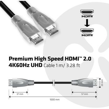 Club3D HDMI на HDMI кабель CAC-1311 1 м, 4K 60Hz, 18 Гбит/с, 3D, Premium High Speed с Ethernet (CAC-1311)