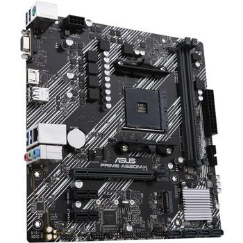 Asus Mātesplate PRIME A520M-K, AM4, DDR4, 64 GB, 1 x M.2, 4 x SATA III, 4 x USB 3.2 Gen 1, 7.1 kanālu audio (PRIMEA520M-K)