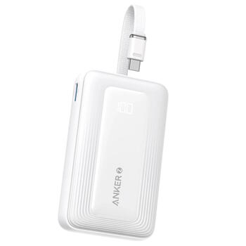 Компактный 30W премиальный внешний аккумулятор с встроенным кабелем USB-C 10000 мА·ч Белый A1688H21 Anker (A1688H21)