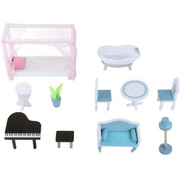 Gerardo's Toys koka leļļu māja Emily GT61241, 123.5x84x38 cm, LED apgaismojums, 11 aksesuāri (GT61241)