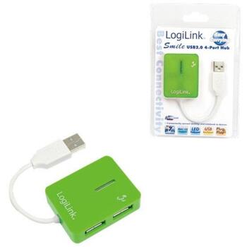 Logilink USB centrmezgls UA0138, 4x USB 2.0, 480 Mbit/s, zaļš, USB barošana, pārstrāvas aizsardzība (UA0138)