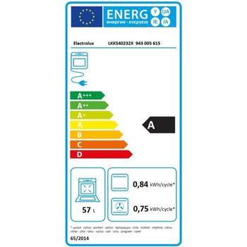 Electrolux LKK540232X газовая плита с электрической духовкой, 57л, 50см, черная эмаль, таймер, отдельностоящая (LKK540232X)