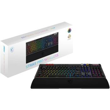 Msi Клавиатура STRIKE PRO W SILENT US RGB LED, 4200mAh, 1500ч, беспроводная, USB Type-C, черная, эргономичная (STRIKE PRO W SILENT US)