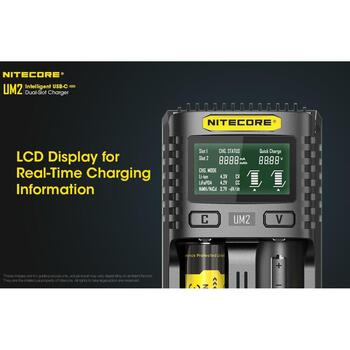 Nitecore Зарядное устройство UM2, 2 слота, 3000mA, ЖК-дисплей, восстановление IMR аккумуляторов, 1500mA на слот (UM2)