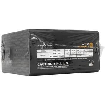 White Shark Barošanas bloks COLONEL-2, 600W, 80 PLUS Bronze, 20+4 Pin x 1, 4/8 Pin x 1, SATA x 6, Molex x 4 (COLONEL-2)