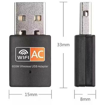 Jata USB сетевой адаптер AC2, 600Mbps, 2,4GHz и 5GHz, Wi-Fi 802.11ac, RTL8811cu, 0 LAN порты (AC2)