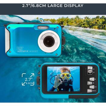Easypix Цифровая камера W3027 10035, 30MP, 2.7'' дисплей, водонепроницаемая до 3м, 4x цифровое увеличение, USB-C (10035)