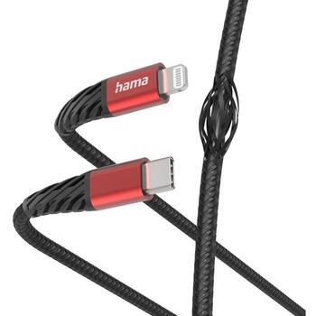 Hama USB-кабель 00201541, 1.5m, USB 2.0, Lightning, USB Type-C, 3A, 480Mbit/s, быстрая зарядка, черный/красный (00201541)