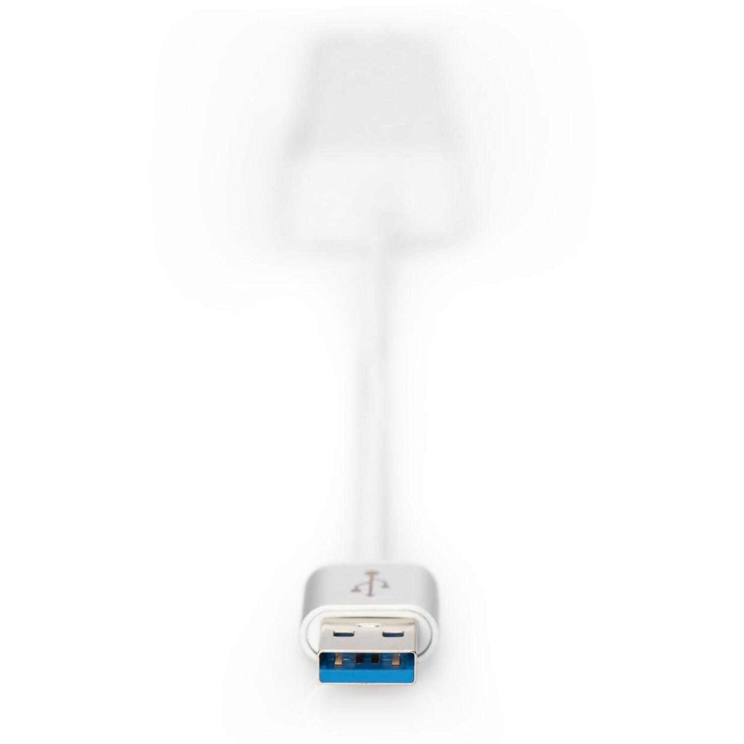 Digitus USB концентратор DA-70250-1, 3x USB 3.0 A, 1x RJ-45 10/100/1000 Mbps, 1x USB A, IEEE 802.3, WOL, Auto MDIX, белый (DA-70250-1)