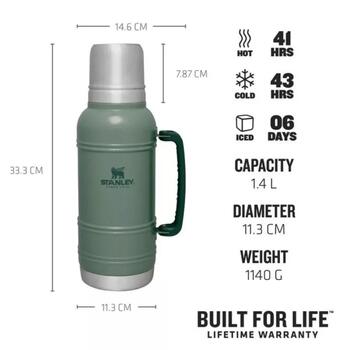 Stanley® Термос The Artisan 2811429004, 1,4л, зеленый, нержавеющая сталь, 41ч горячий, 43ч холодный, 6д со льдом (2811429004)
