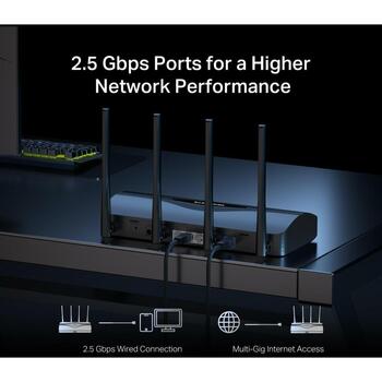 Беспроводной маршрутизатор Mercusys MR27BE, 3600 Мбит/с, 2.5 Гбит/с WAN, 2.5 Гбит/с LAN, 4x внешние антенны, EasyMesh, WPA3 (MR27BE)