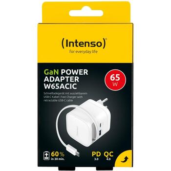 Intenso адаптер питания 7806522 65 Вт, 110-240 В, 2 USB порта, 0.7 м кабель, черный, пластик (7806522)