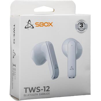 Sbox Беспроводные наушники EB-TWS12-W, 20-20000Гц, 32Ω, 102dB±3dB, 13мм, Bluetooth 5.4, 3-5ч разговор/музыка (EB-TWS12-W)