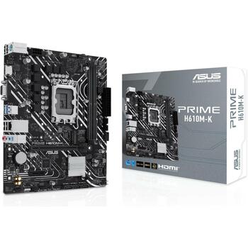 Asus Mātesplate PRIME H610M-K, LGA 1700, DDR5, 2 DIMM, 1 M.2, PCIe 4.0, 4 SATA III, 1 HDMI, 1 Gb Ethernet (PRIMEH610M-K)