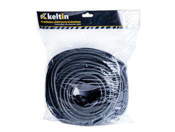 Geko удлинитель силового кабеля K00224, 50м, 3x2.5мм², 1x16A 230V, IP44, черный, заземление, резиновая вилка (K00224)