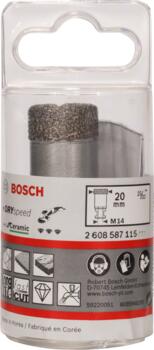 Dimanta caurumzāģis 20 mm DrySpeed Best for Ceramic, Mazām leņķa slīpmašīnām PRO CERAMIC DRY KROŅURBIS, 2608587115, BOSCH (2608587115)
