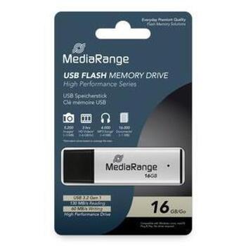 Mediarange MR1899 USB-флеш-накопитель, 16GB, USB 3.2 Gen 1, 130MB/s чтение, 60MB/s запись, алюминиевый корпус, колпачок (MR1899)