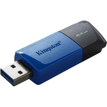 Kingston DataTraveler Exodia M USB флешка DTXM/64GB-2P, 64GB, USB 3.2 Gen 1, USB Type-A, 2 шт, черный синий, слайдер (DTXM/64GB-2P)