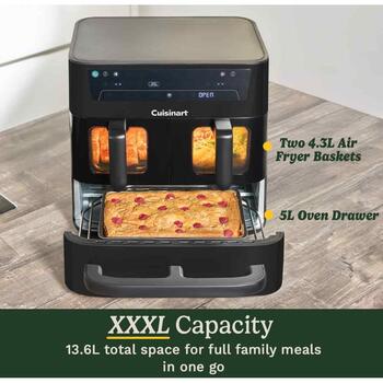 Cuisinart аэрофритюрница AFT13XBLE, 13.6L, 3in1, 2 корзины, 5L духовка, без PFAS, Smart Sync (AFT13XBLE)