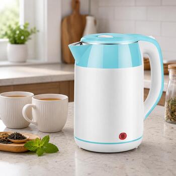Brock WK 5521 WH чайник, 1,8 л, 1500 Вт, 360° основание, белый/светло-синий, пластик, дисковый нагревательный элемент (WK 5521 WH)