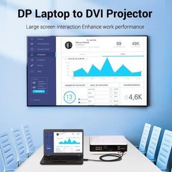 Vention DP НА DVI КАБЕЛЬ HAFBF, 2м, 5.2мм, 1080p, прямой разъем, алюминиевый миар фольга, ПВХ, медь, золотые контакты (HAFBF)