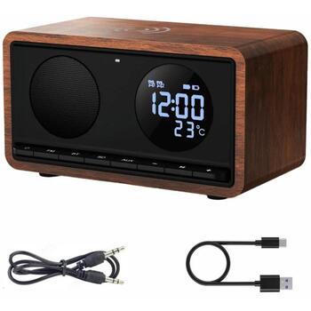 Manta Радио будильник RDI912B, 10W, Bluetooth 5.1, 2200mAh, FM радио, термометр, черный (RDI912B)